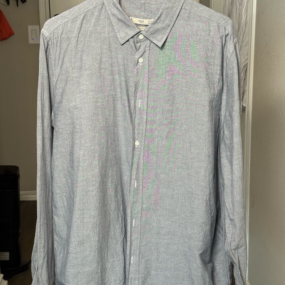 Mango Men's Light Gray Casual Button-Down Shirt - Picture 1 of 3